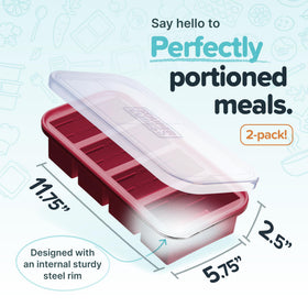 Souper Cubes freezer trays with fill lines to portion leftovers efficiently.