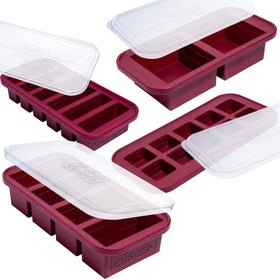 Souper Cubes cranberry gift set with labeled lids for organized meal prep