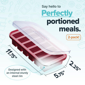 Souper Cubes half-cup freezer trays with fill lines enable precise portions.
