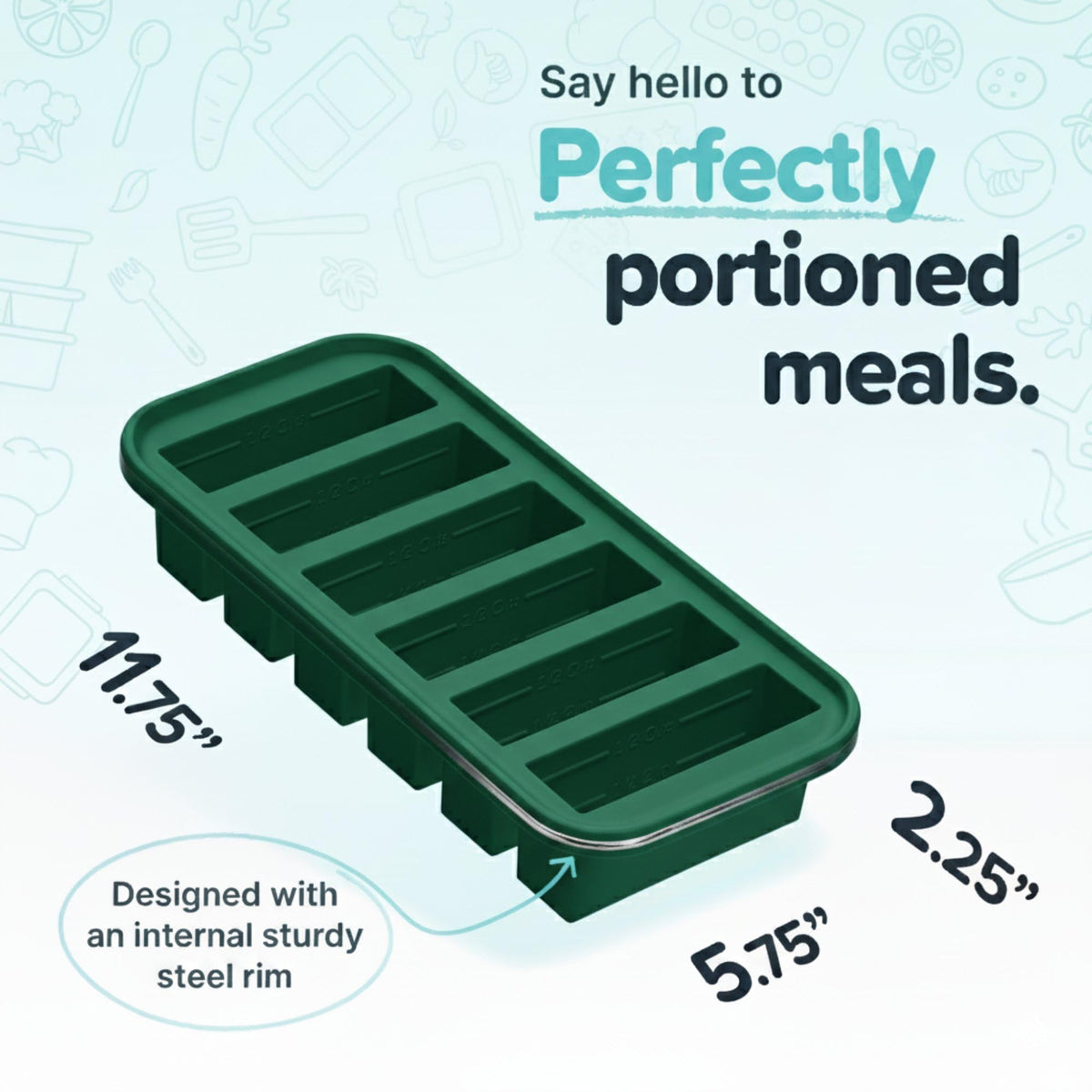 Souper Cubes half-cup freezer tray with fill lines for precise portions.