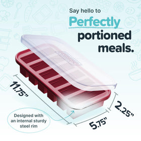Souper Cubes lid with steel-reinforced top keeps portions secure and stackable