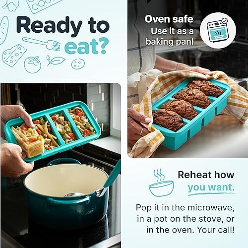 Souper Cubes meal prep with frozen soups and sauces stored in cubes.