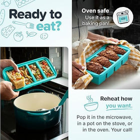 Souper Cubes meal prep with frozen soups and sauces stored in cubes.