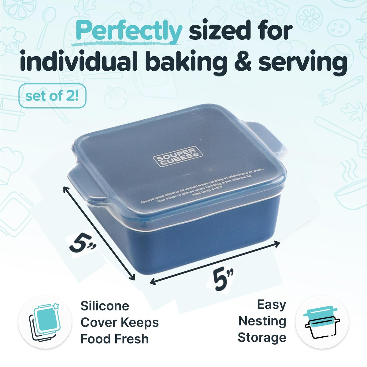Souper Cubes mini ceramic dish blueberry ideal for single servings.