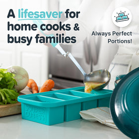 Souper Cubes oven-safe up to 415 F and dishwasher-safe for easy cleanup