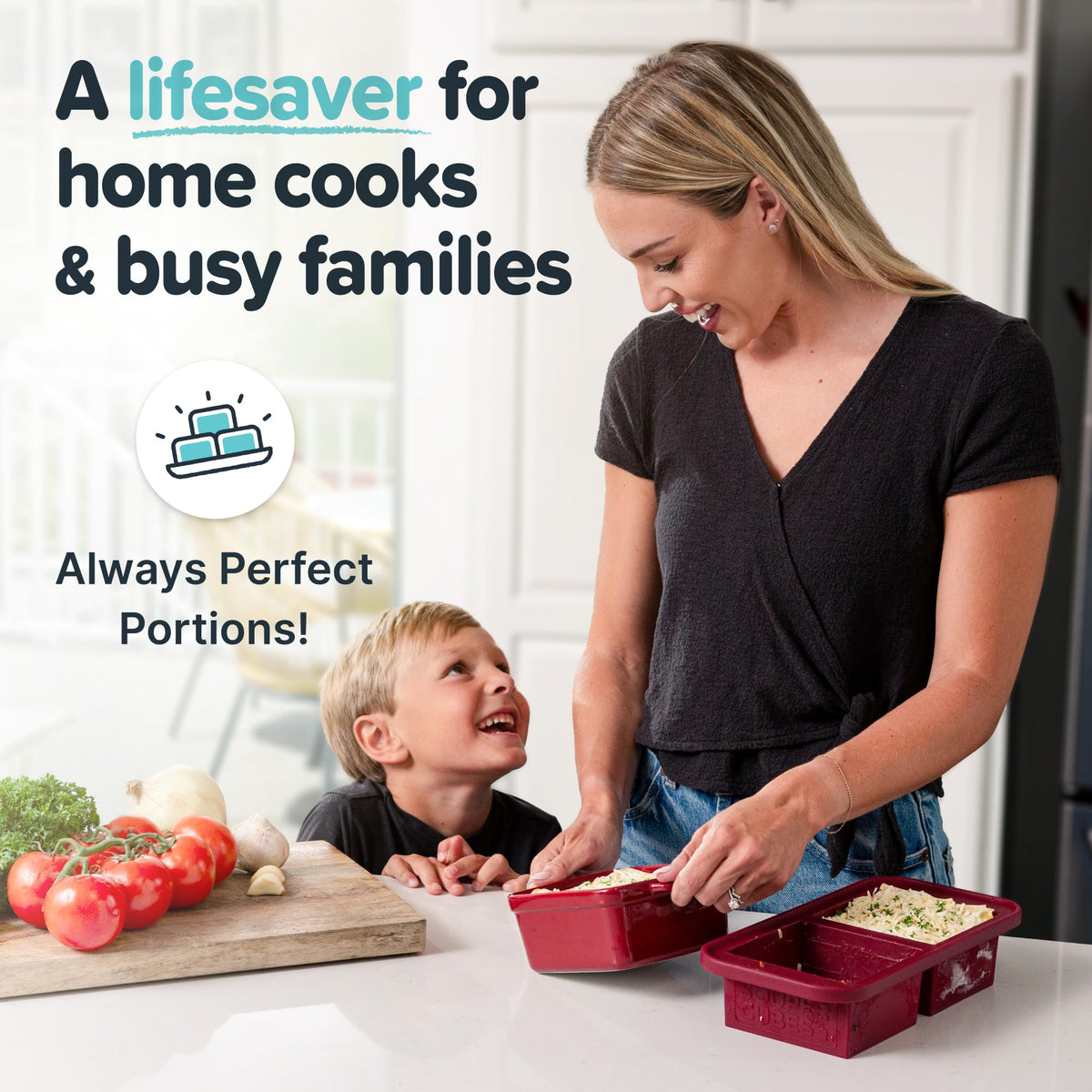 Oven-safe Souper Cubes tray withstands heat up to 415 F without lid.
