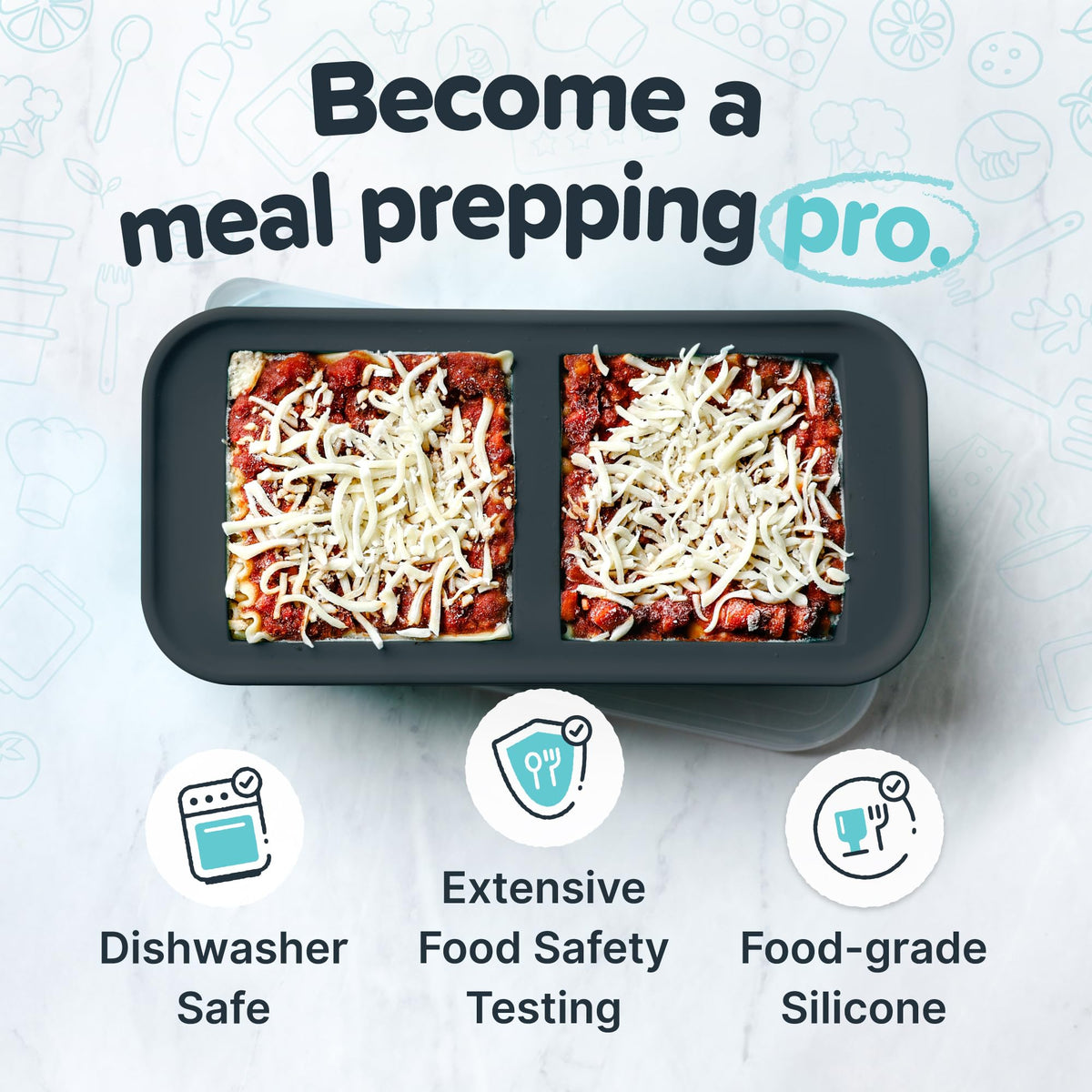 Souper Cubes silicone freezer tray ready for oven-safe reheating up to 415°F.