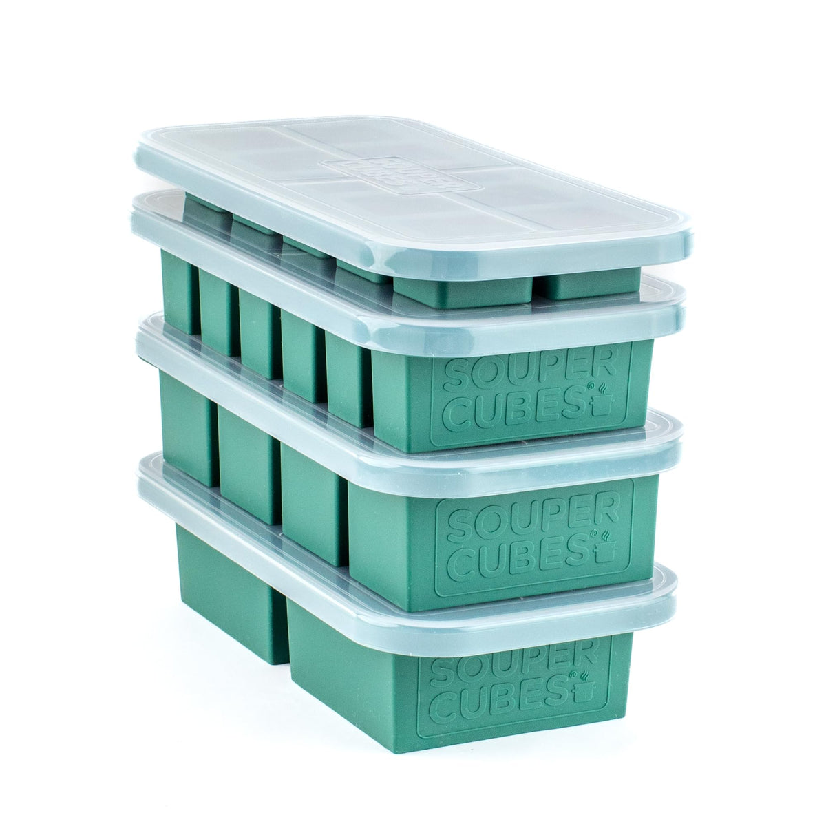 Souper Cubes 2-cup tray with lids for bulk meals and easy freezing.