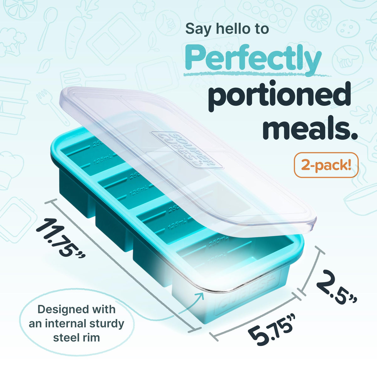 Souper Cubes steel-reinforced rim for sturdy handling and storage