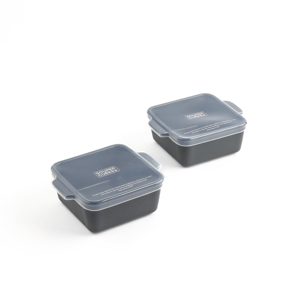 Souper Cubes Stoneware 2.0 reheating dish for easy oven reheating of portions.