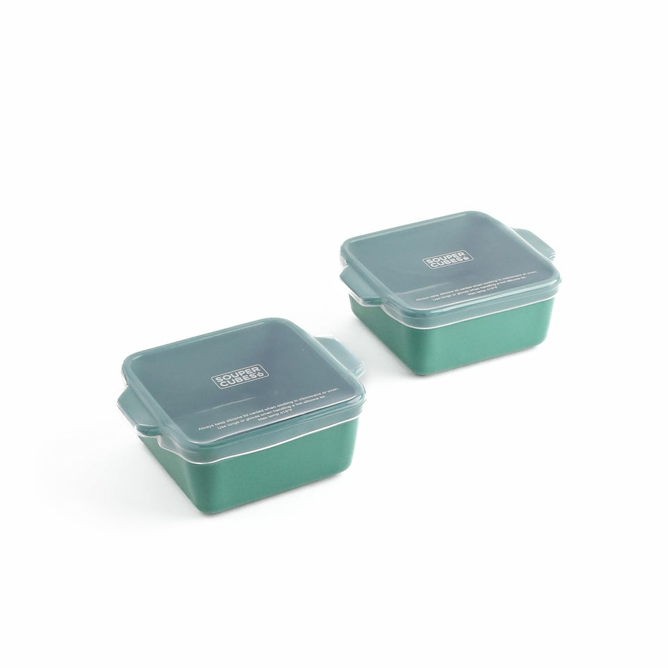 Souper Cubes stoneware 5x5 dish for reheating leftovers in oven or microwave