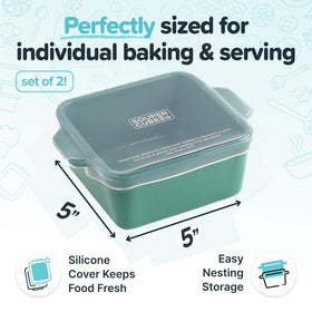 Souper Cubes 5x5 stackable stoneware dish for compact fridge and cabinet storage