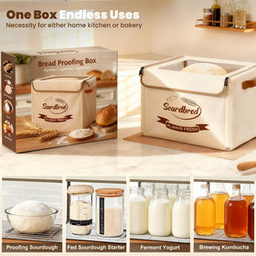 Sourdbred proofing box stored folded beside kitchen cabinet.