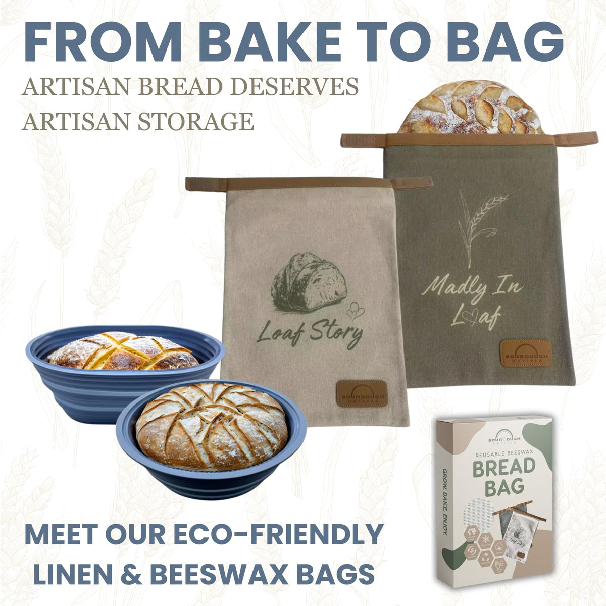 Sourdough Whisper oven-safe blue banneton basket designed for artisan bread projects.