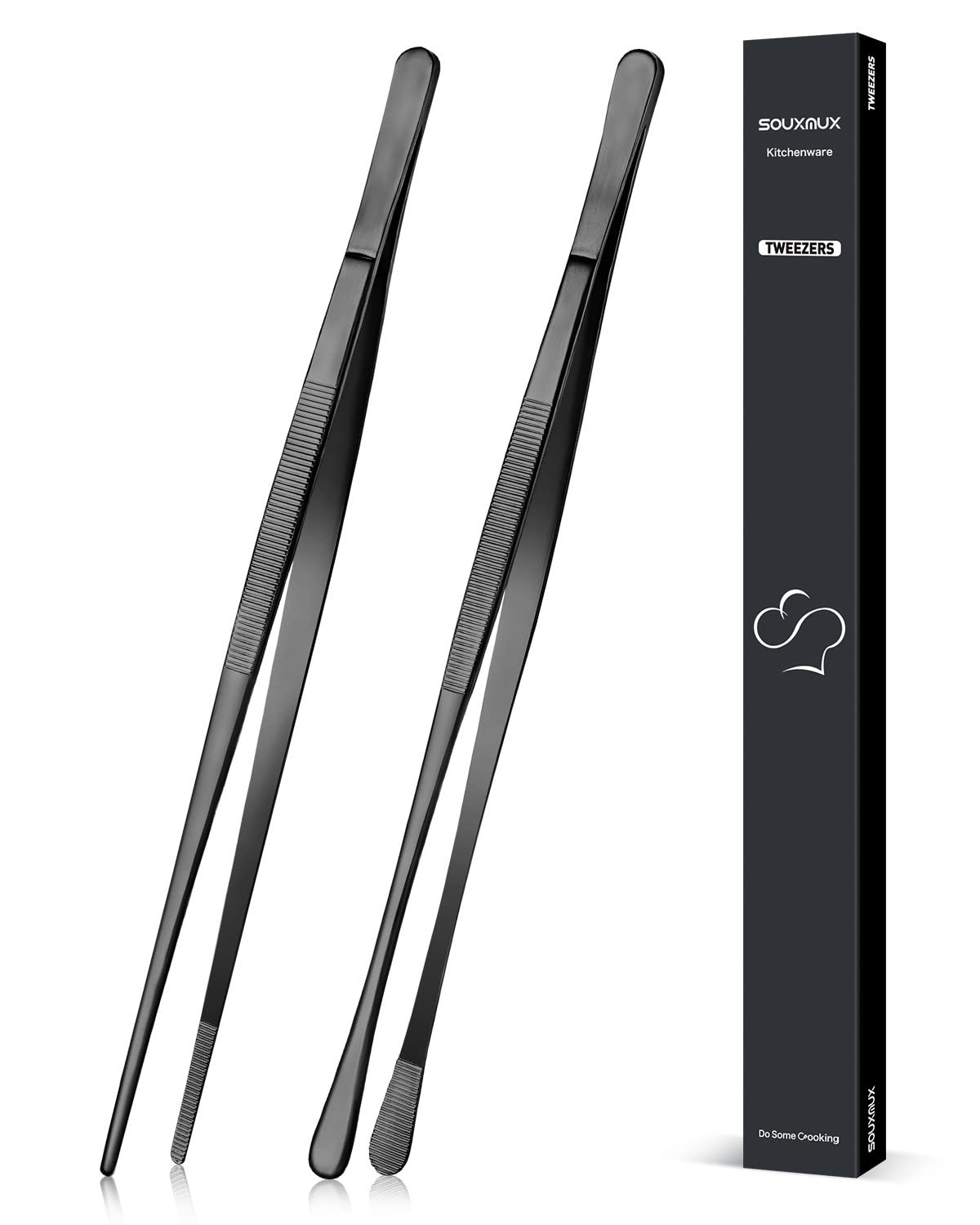 SouxMux 2-style tweezers in black showcase versatile tips for precise plating.