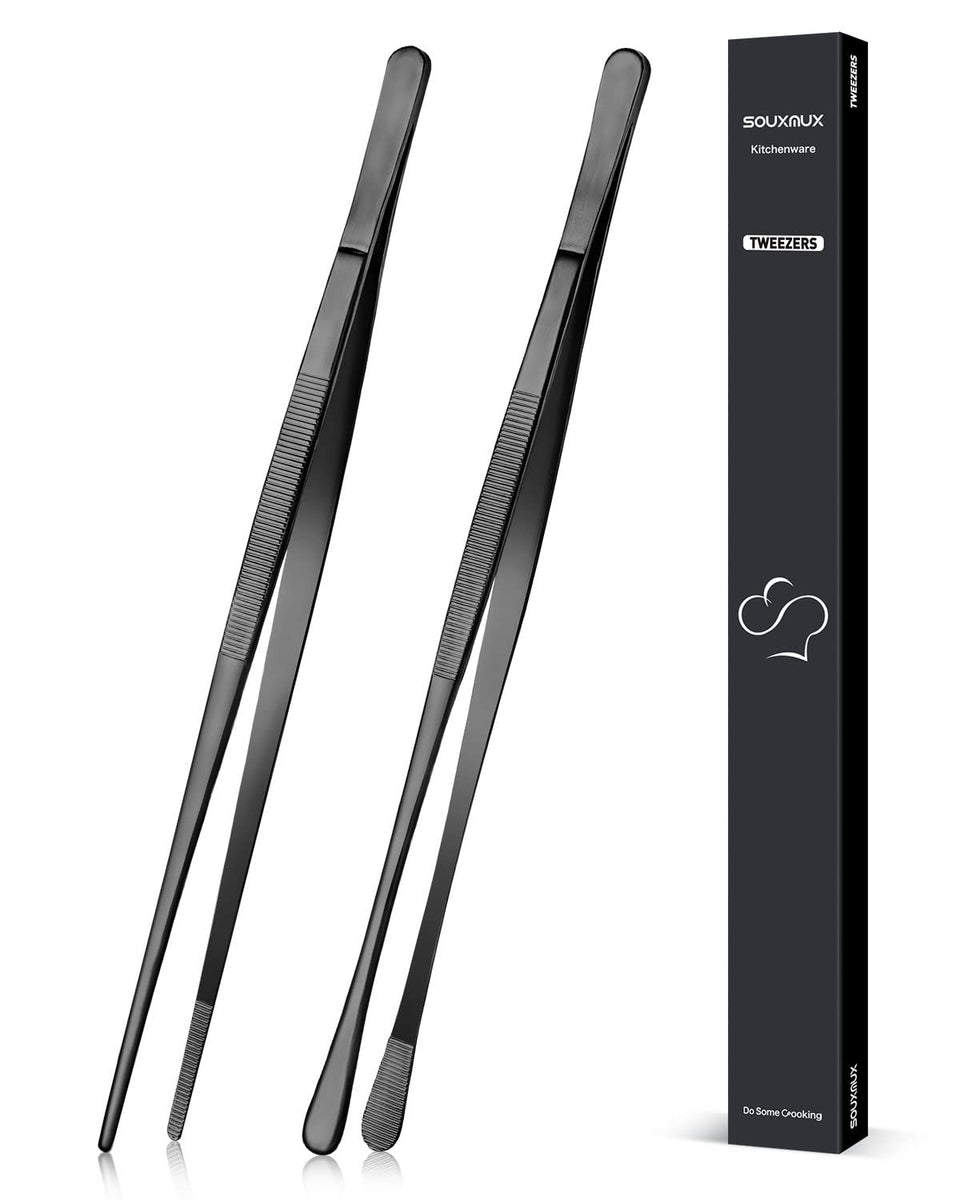 SouxMux 2-style tweezers in black showcase versatile tips for precise plating.