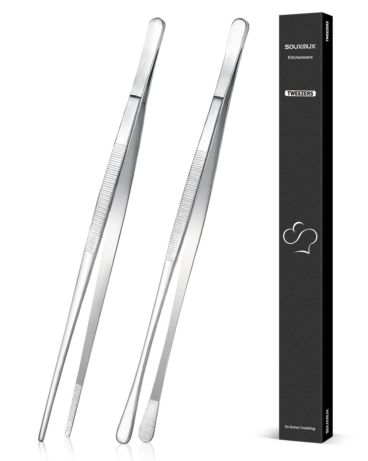 SouxMux 2 Pcs 12-inch tweezers with skinny tips for precise plating.