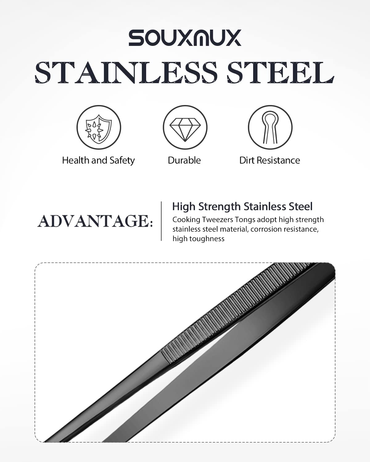 SouxMux food-grade stainless steel construction resists rust for daily use.