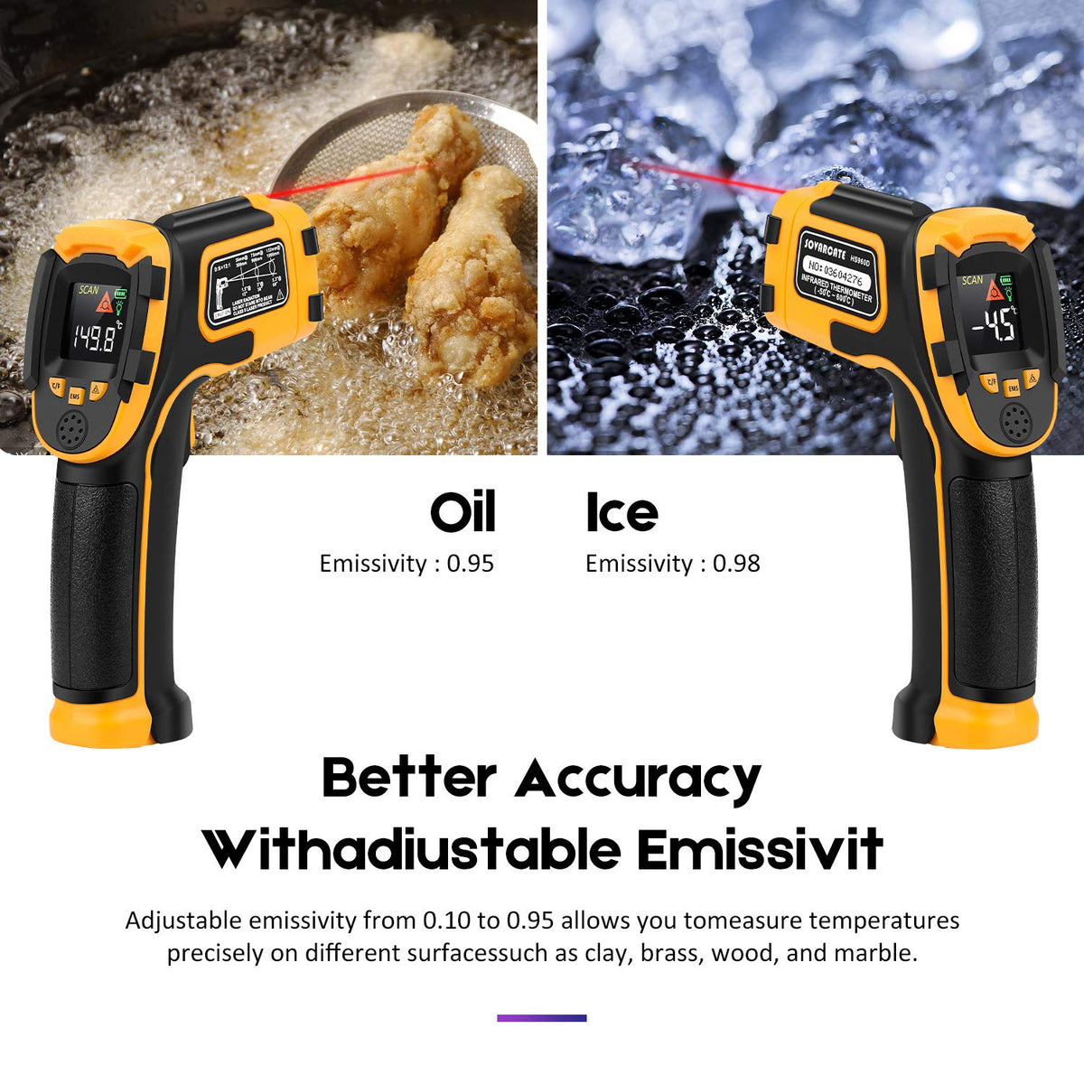 SOVARCATE thermometer with 12:1 D:S for safer measurements.
