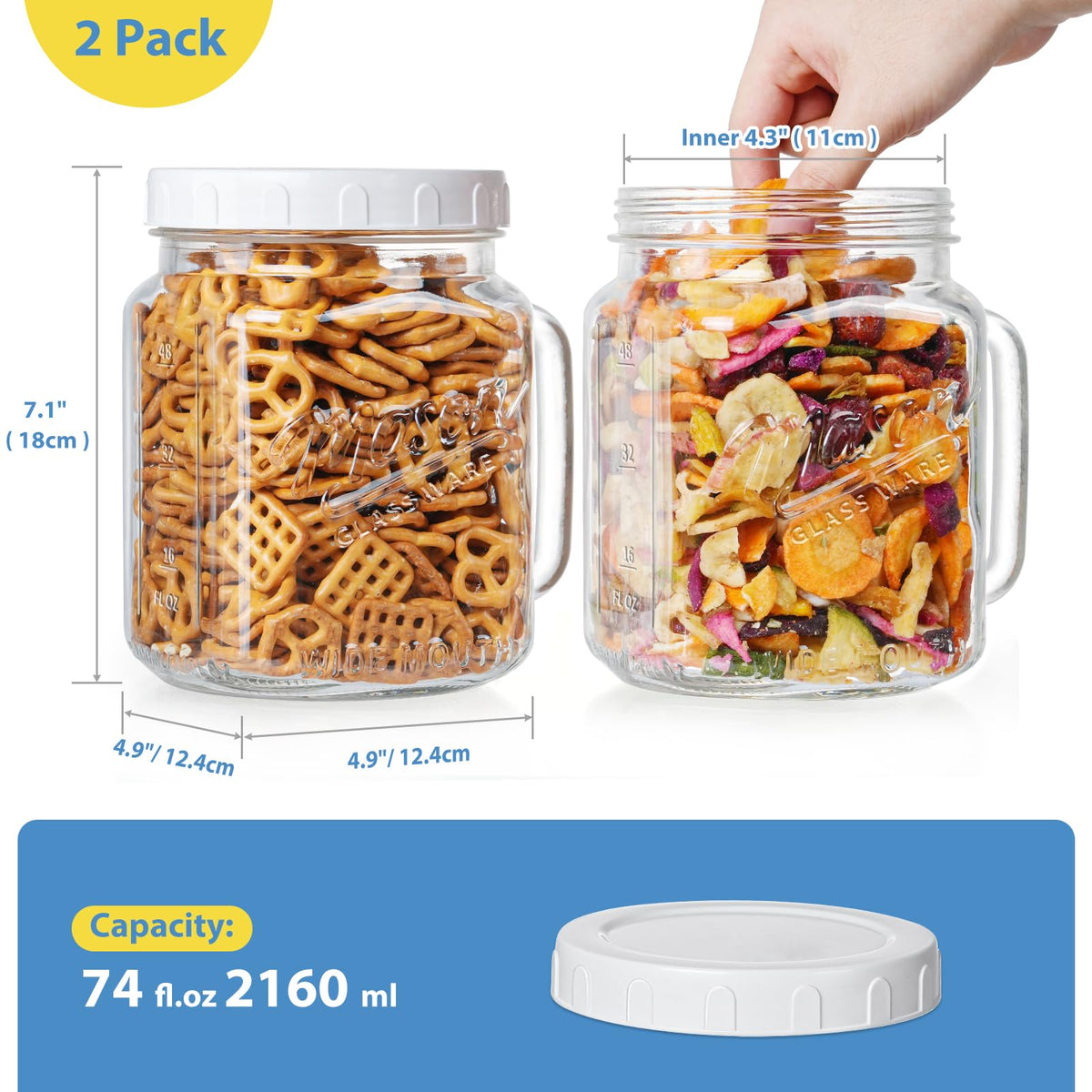Sovietiep glass jar with clear scale lines let you see volume at a glance.