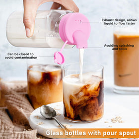 Sovietiep square glass bottles with airtight lids for leak-proof beverage storage.