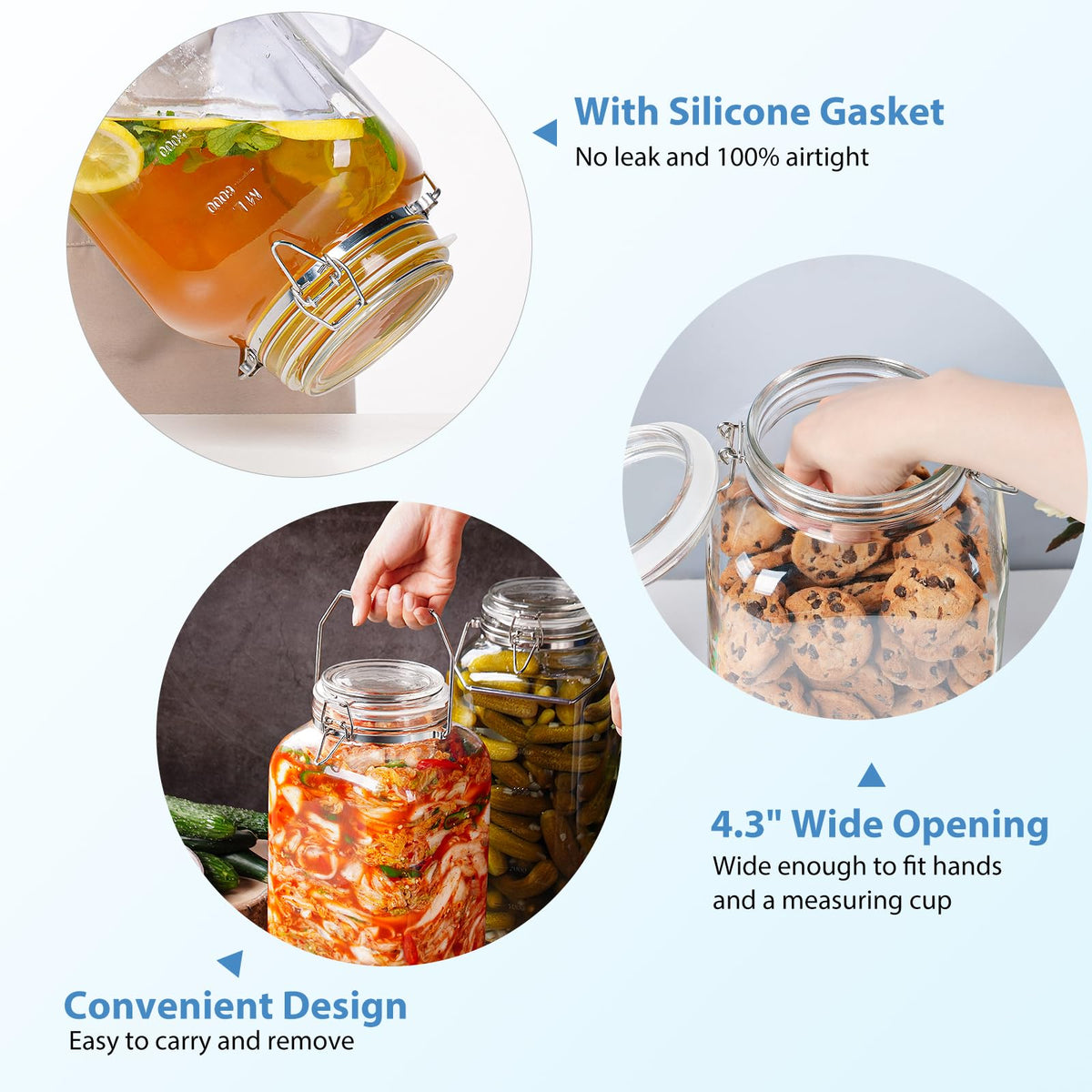 Sovietiep jar with stainless steel handle for portable kitchen storage.