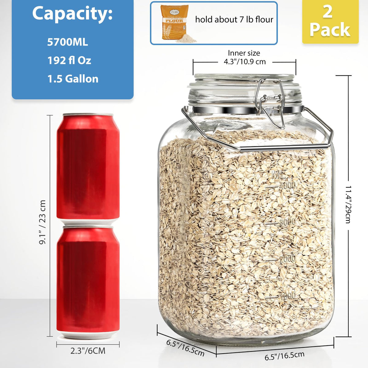 Sovietiep sturdy ergonomic handle jar designed for easy lifting
