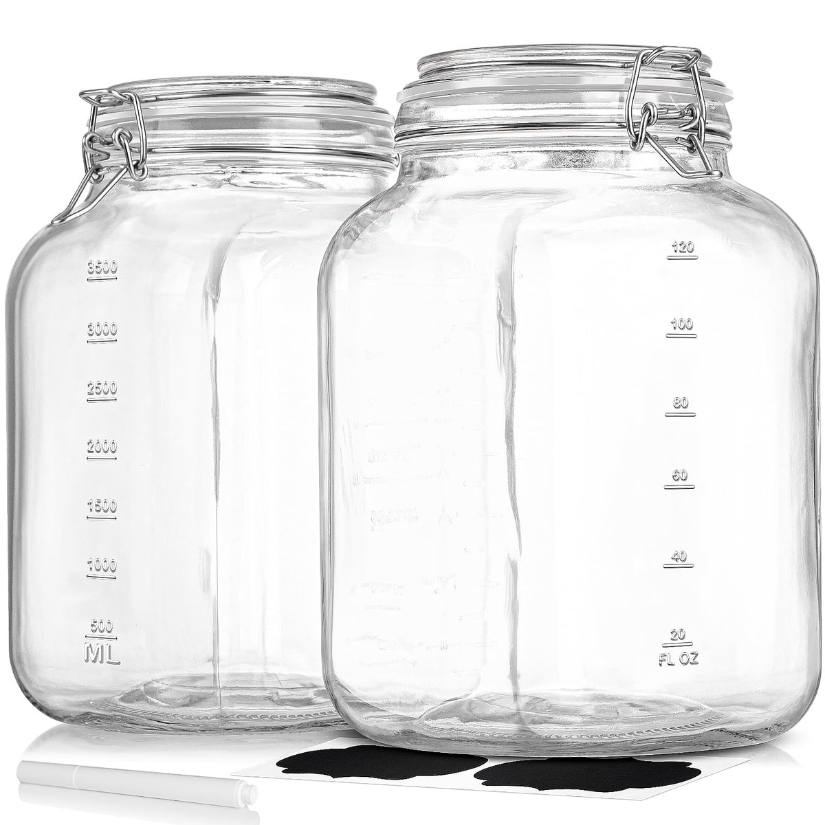 Sovietiep two-pack 1 gallon square glass jar ready for bulk storage and easy pantry organization.
