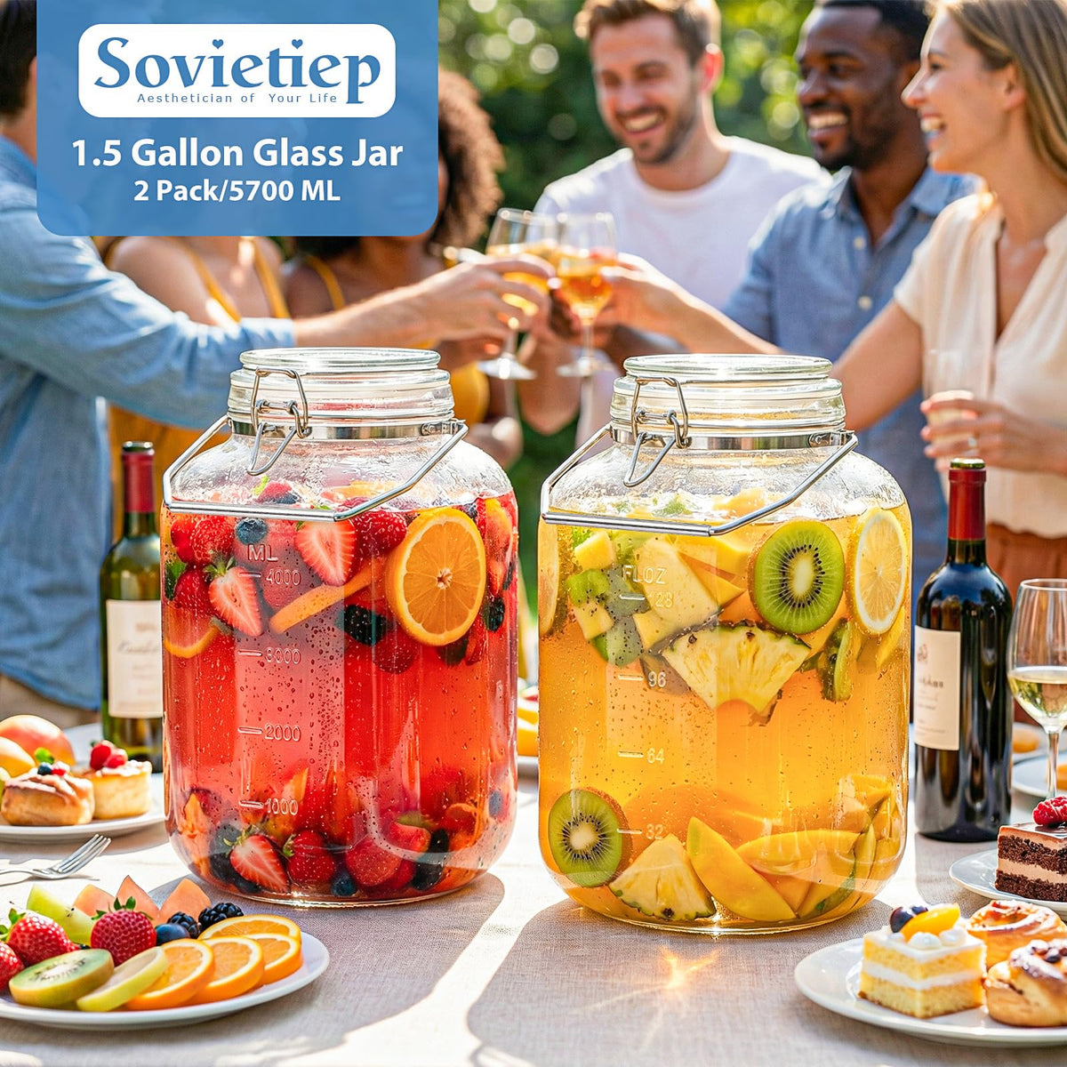 Sovietiep wide-mouth gallon jar with scale marks for easy portioning