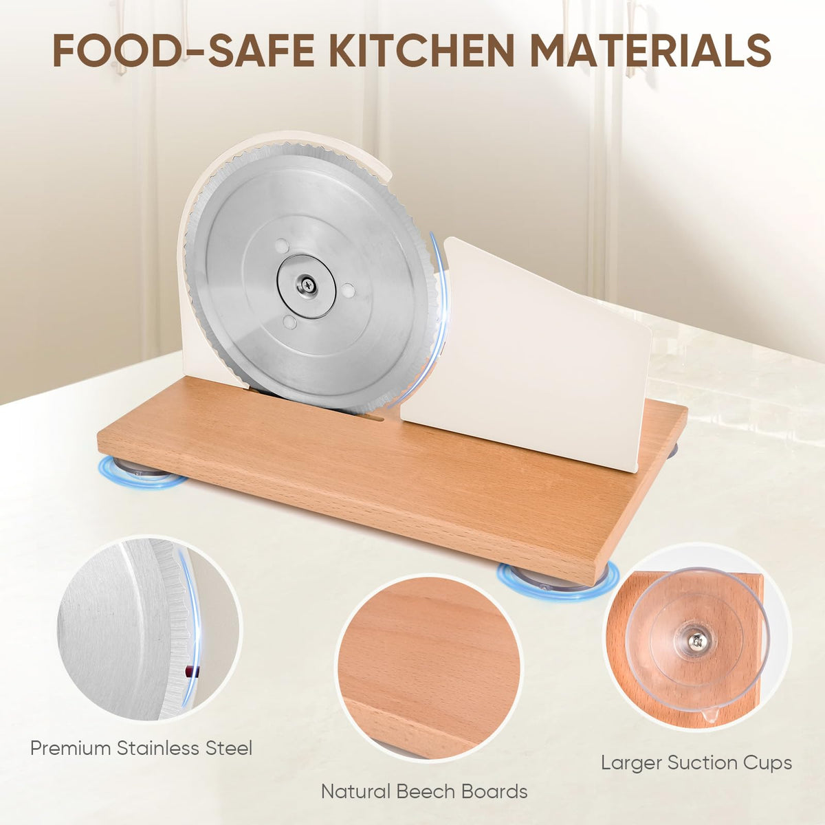 SOWKIPE adjustable thickness knob lets you tailor slice sizes.