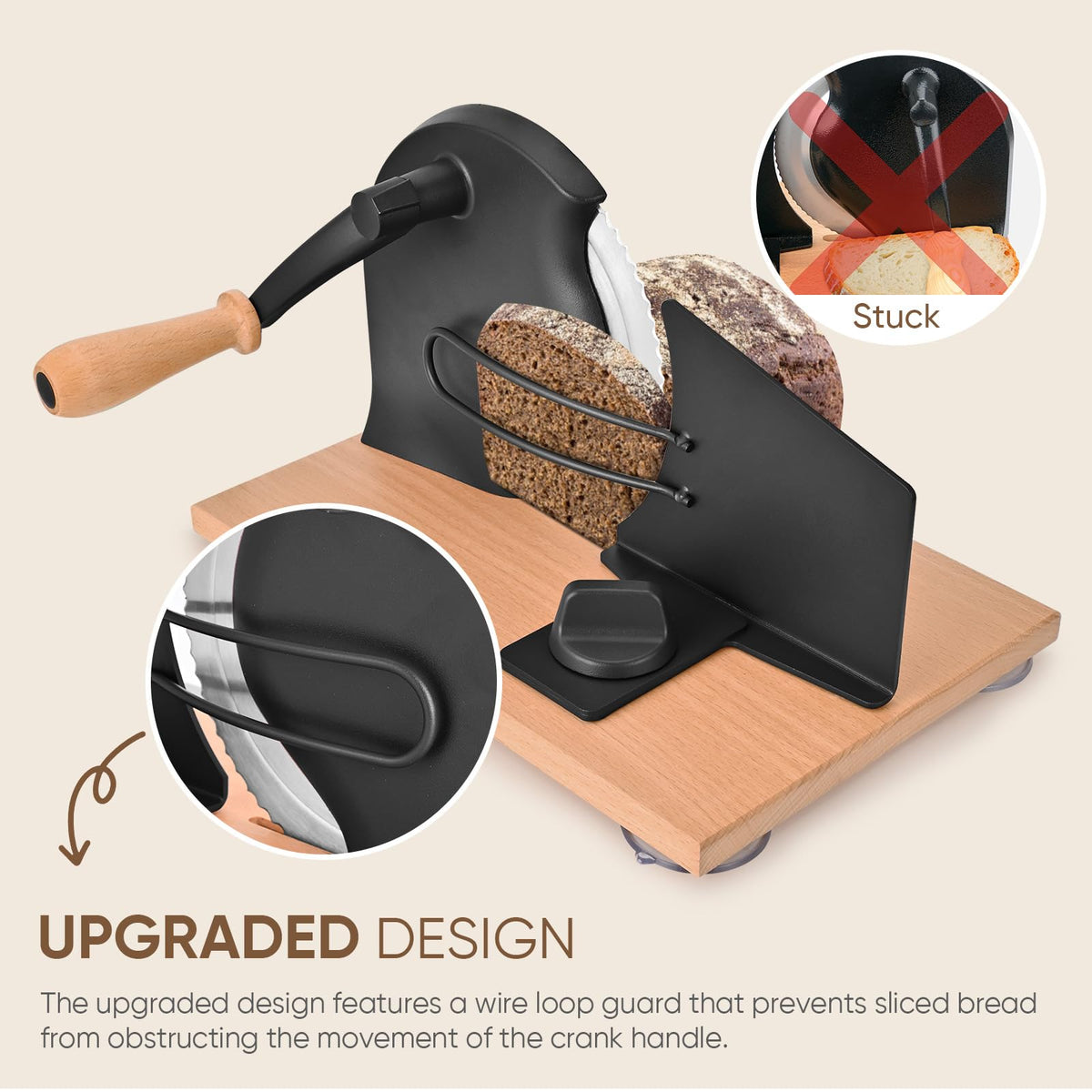 SOWKIPE bread slicer metal guide keeps slices aligned during cutting