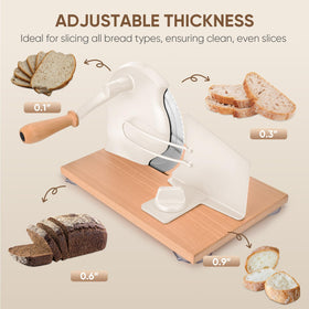 SOWKIPE bread slicer metal guide keeps slices aligned for clean cuts.