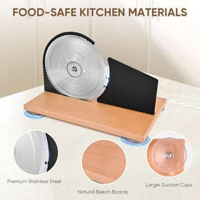 SOWKIPE bread slicer wooden base with four suction cups for stability