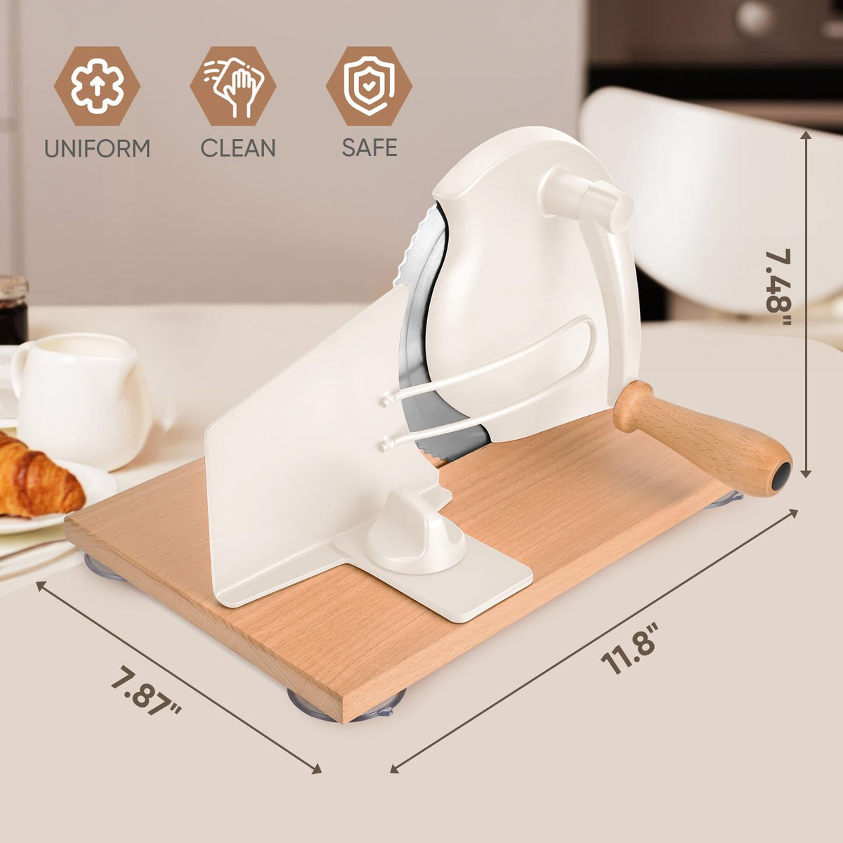 SOWKIPE ergonomic handle ensures comfortable grip during longer slicing sessions.