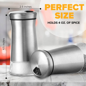 SP HOME GOODS two-pack shakers with clear glass body for quick content checks.