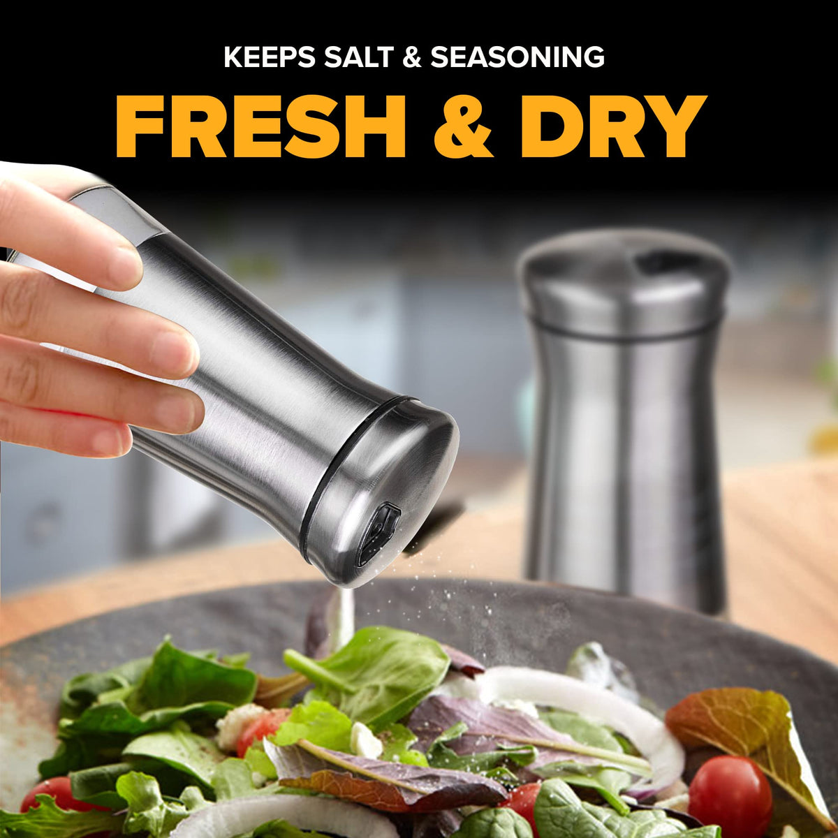 SP HOME GOODS adjustable pour holes allow precise salt or pepper flow.