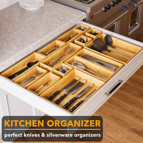 SpaceAid large bamboo tray keeps kitchen utensils within easy reach