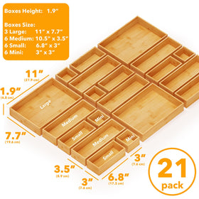 SpaceAid medium bamboo divider organizes office supplies for a neat workspace
