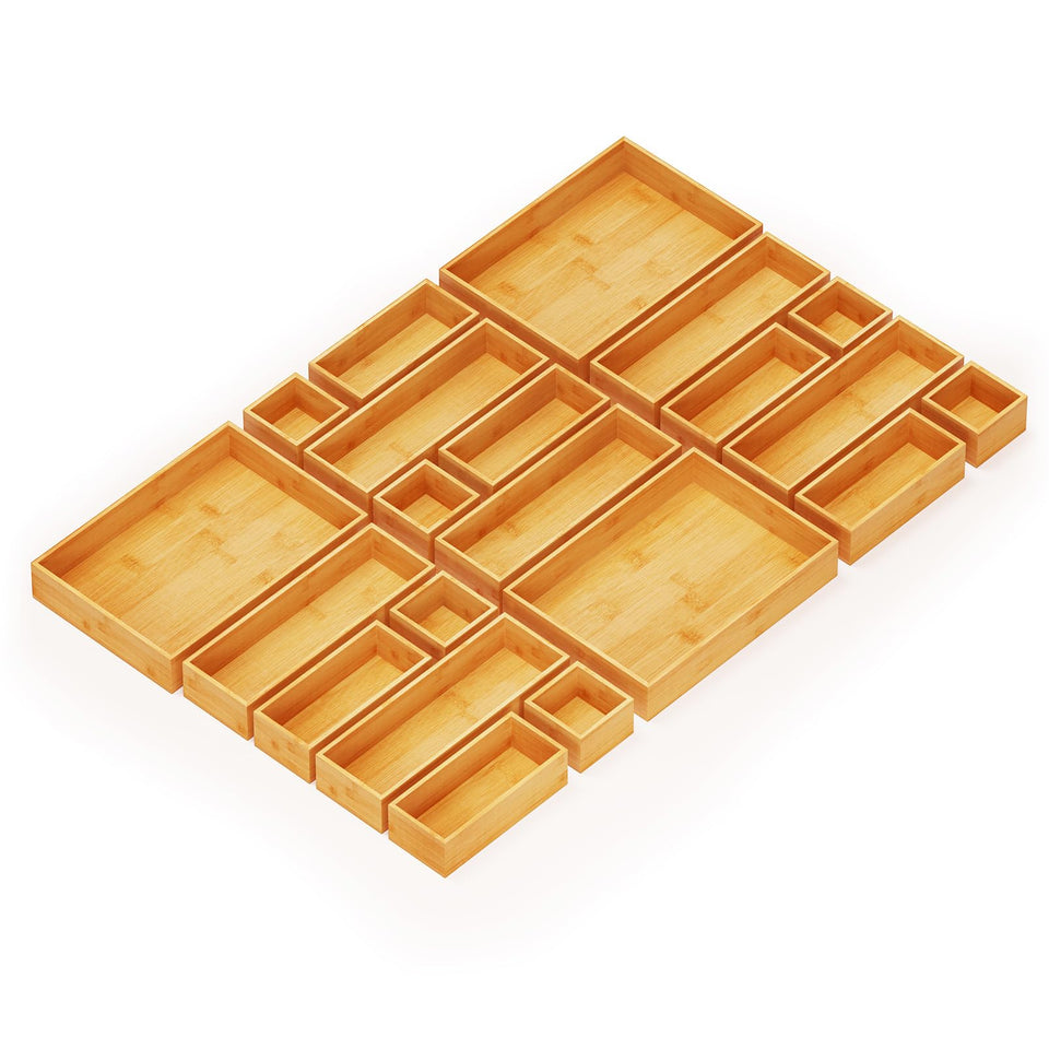 SpaceAid mini bamboo drawer organizer keeps small items tidy and easy to find