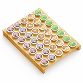 SpaceAid bamboo K-Cup drawer organizer with 35 slots for tidy coffee storage.