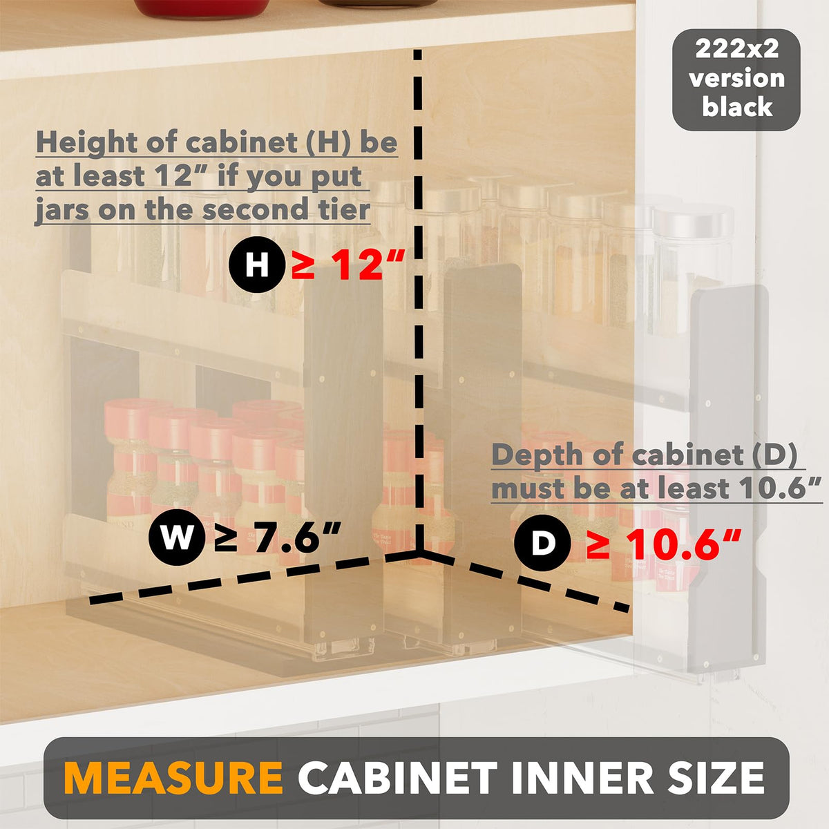 SpaceAid Bamboo pull-out spice rack shows durable bamboo construction