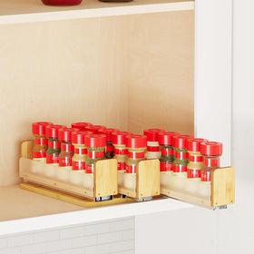 SpaceAid bamboo pull-out spice rack with full-extension access in a cabinet