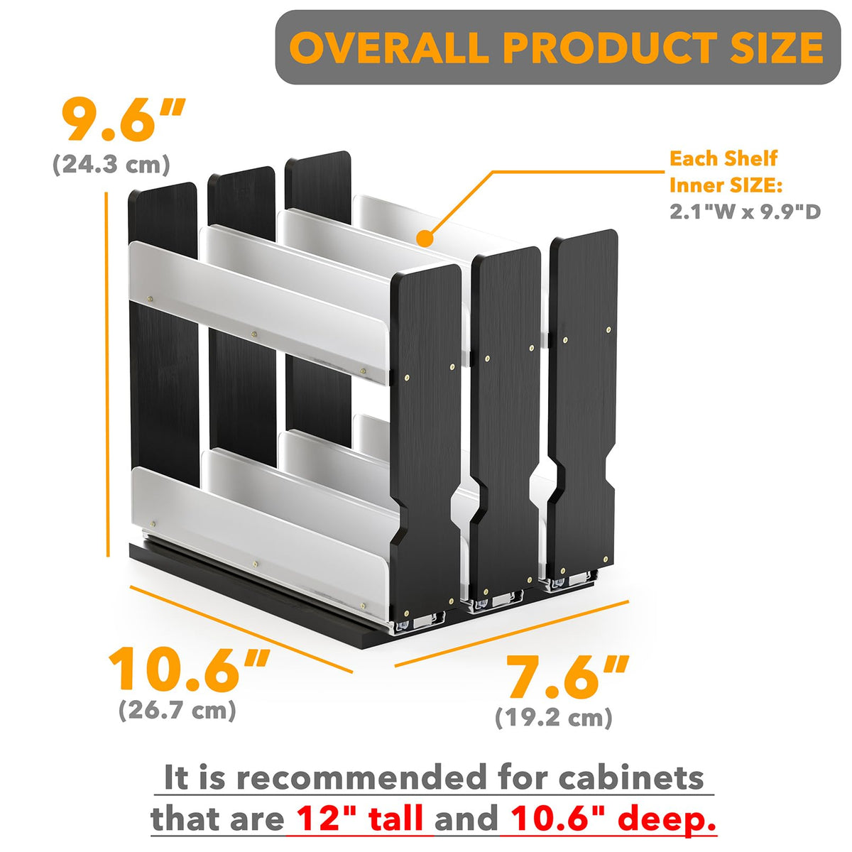 SpaceAid Bamboo pull-out spice rack slides smoothly on ball-bearing glides
