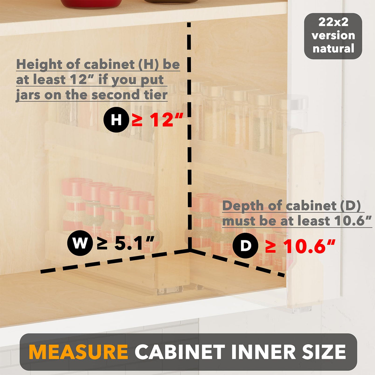 SpaceAid bamboo pull-out spice rack slide-out drawer demonstrates smooth gliding.