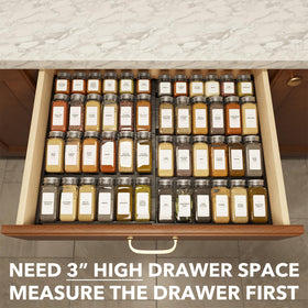 SpaceAid spice drawer rack expanded to support up to 48 jars