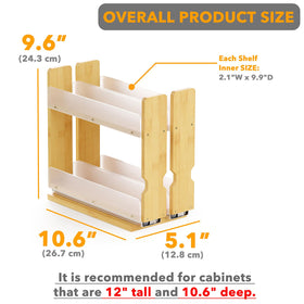 SpaceAid bamboo spice organizer with full-extension rails enables complete access.