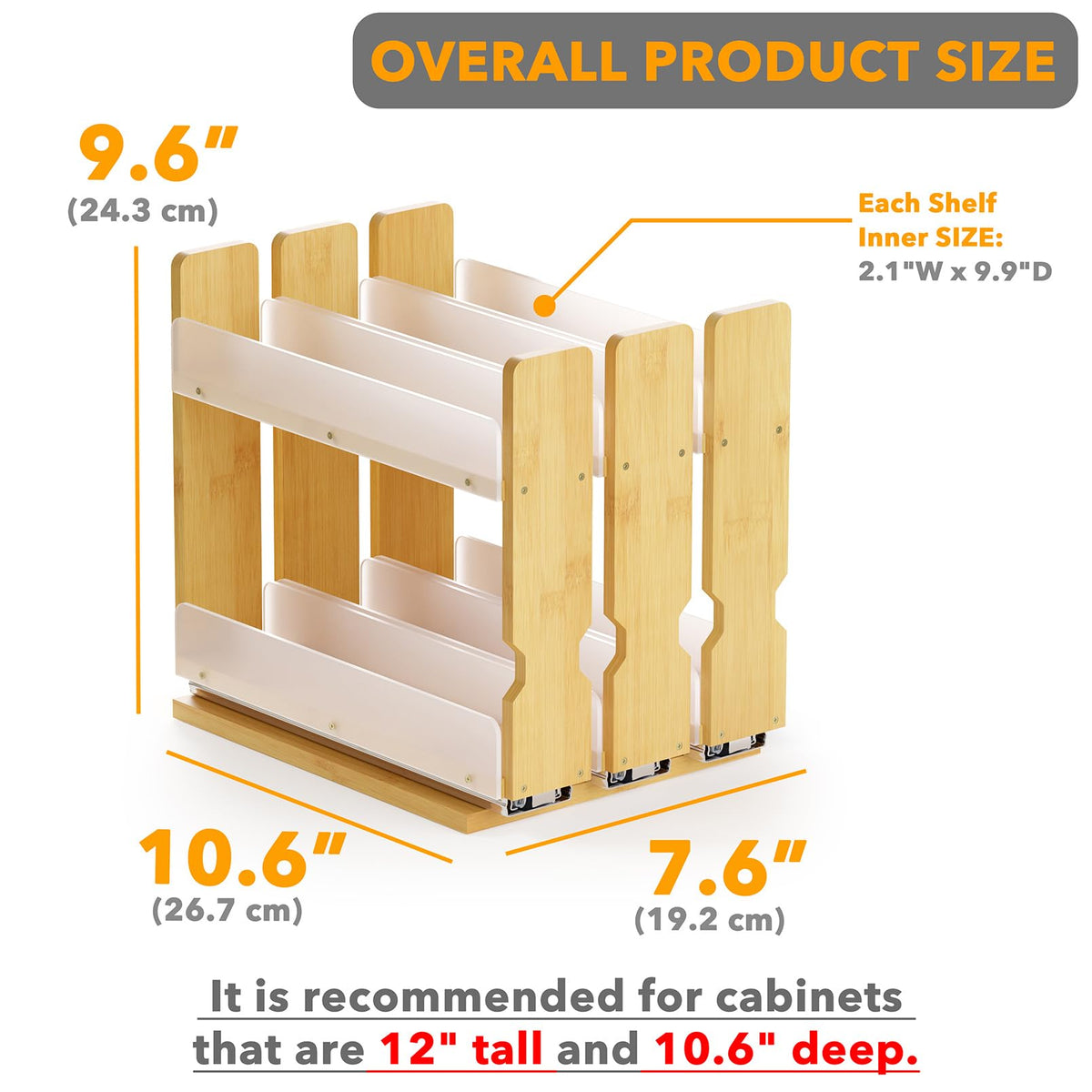 SpaceAid pull-out rack with smooth rails ideal for easy spice reach.
