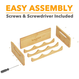 SpaceAid bamboo water bottle organizer 6-bottle capacity ideal for homes.