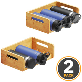SpaceAid bamboo water bottle organizer cabinet-storage reduces clutter in kitchens.