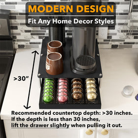 SpaceAid bamboo pod organizer on the counter highlights durable bamboo and metal construction.